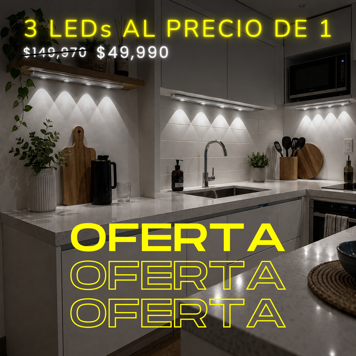 Lámpara Led Recargable Con Sensor De Movimiento | PROMO 3x1
