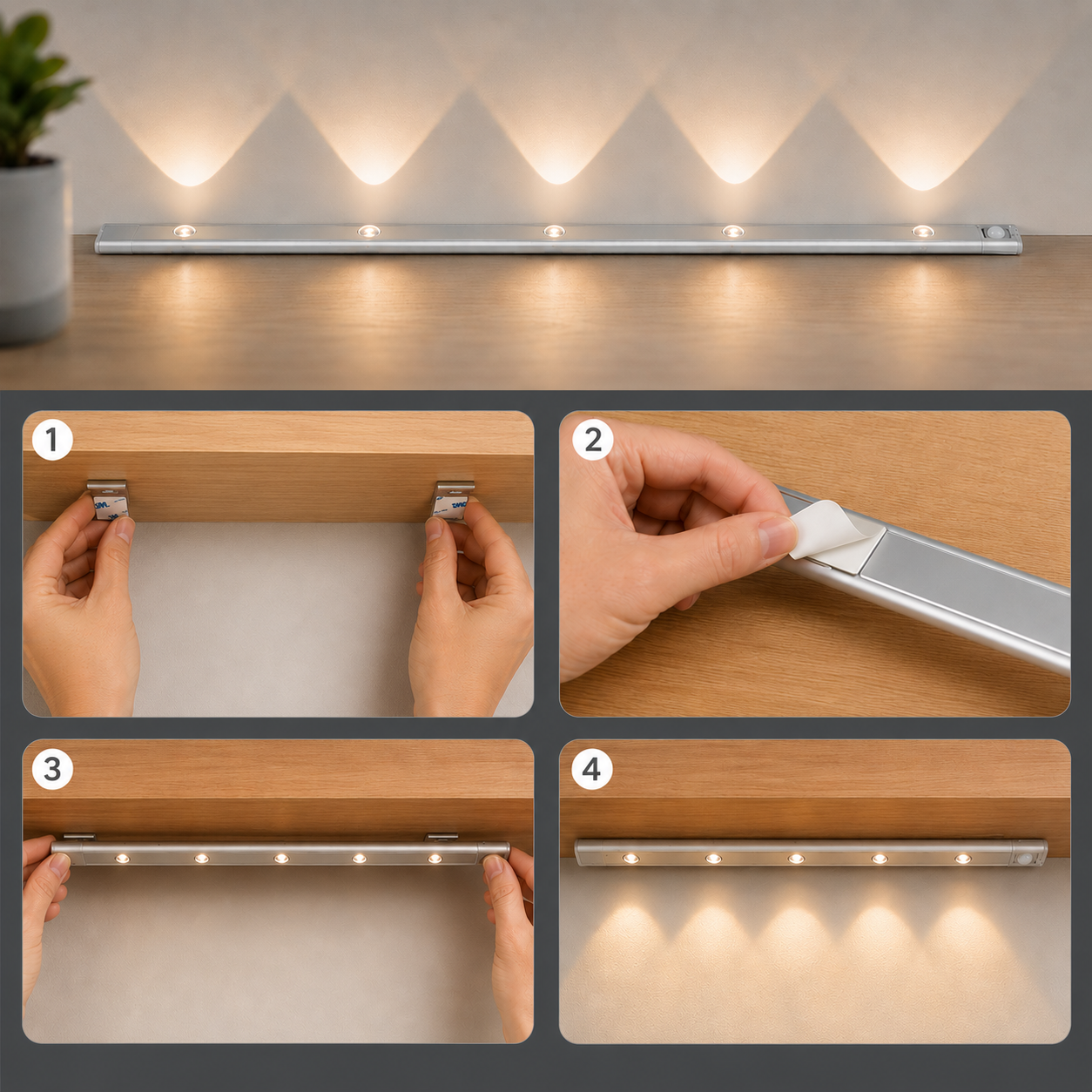 Lámpara Led Recargable Con Sensor De Movimiento | PROMO 3x1